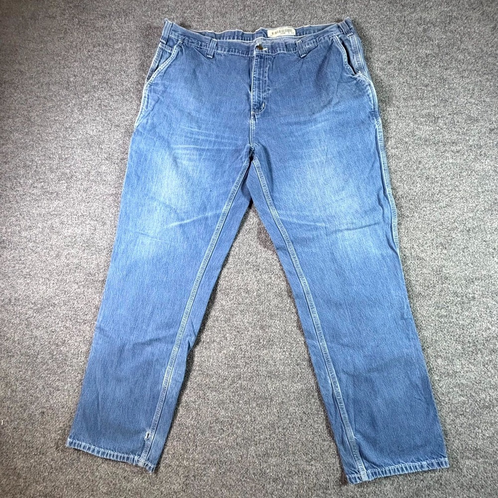 Carhartt Jeans Men's 44x34 Blue Cotton Denim Straight Carpenter Faded Utility